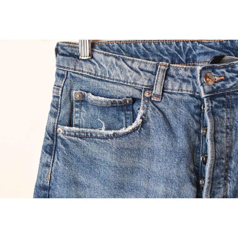 H&M Women’s Size 10 Divided Blue Jeans With Raw Hem and Side Slit Medium Wash - Picture 10 of 12